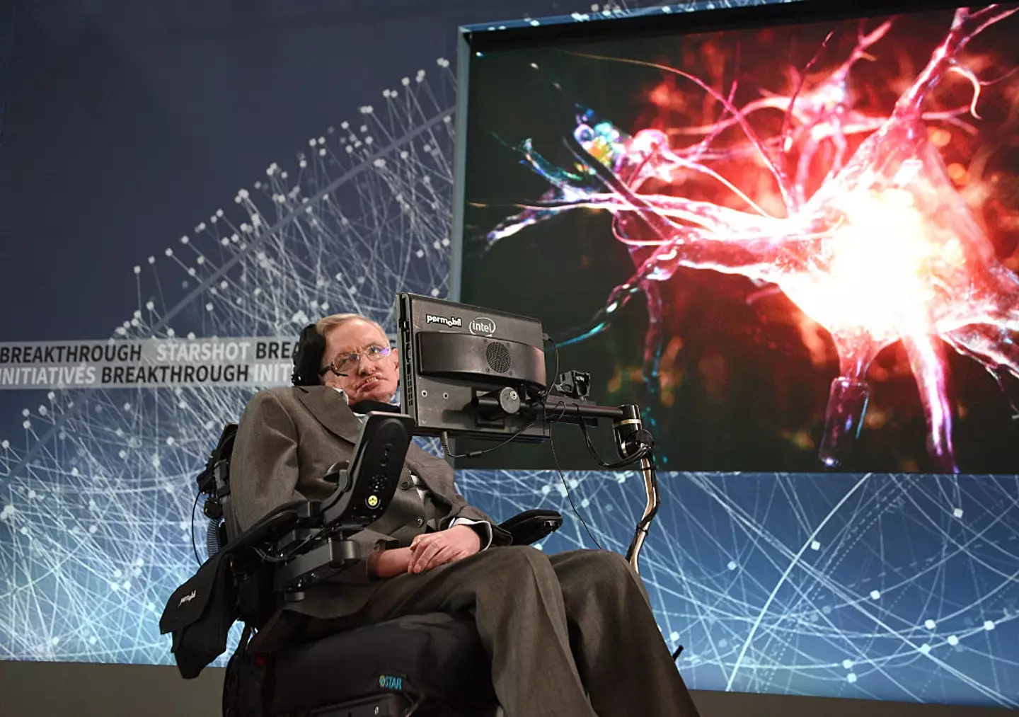 Stephen Hawking used a vocal aid to communicate (Bryan Bedder/Getty Images for Breakthrough Prize Foundation)