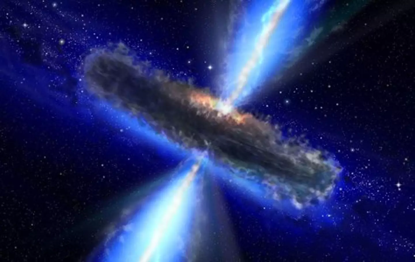 An artist's illustration of a quasar.