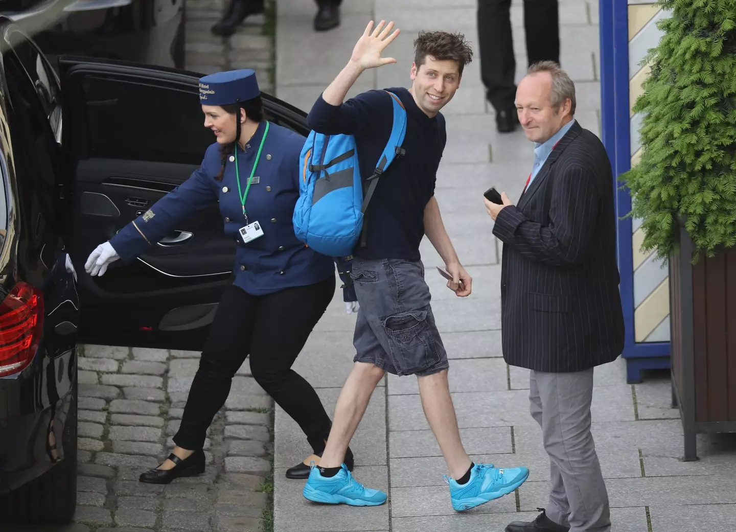 Sam Altman is regularly seen with his blue backpack (Sean Gallup/Getty Images)
