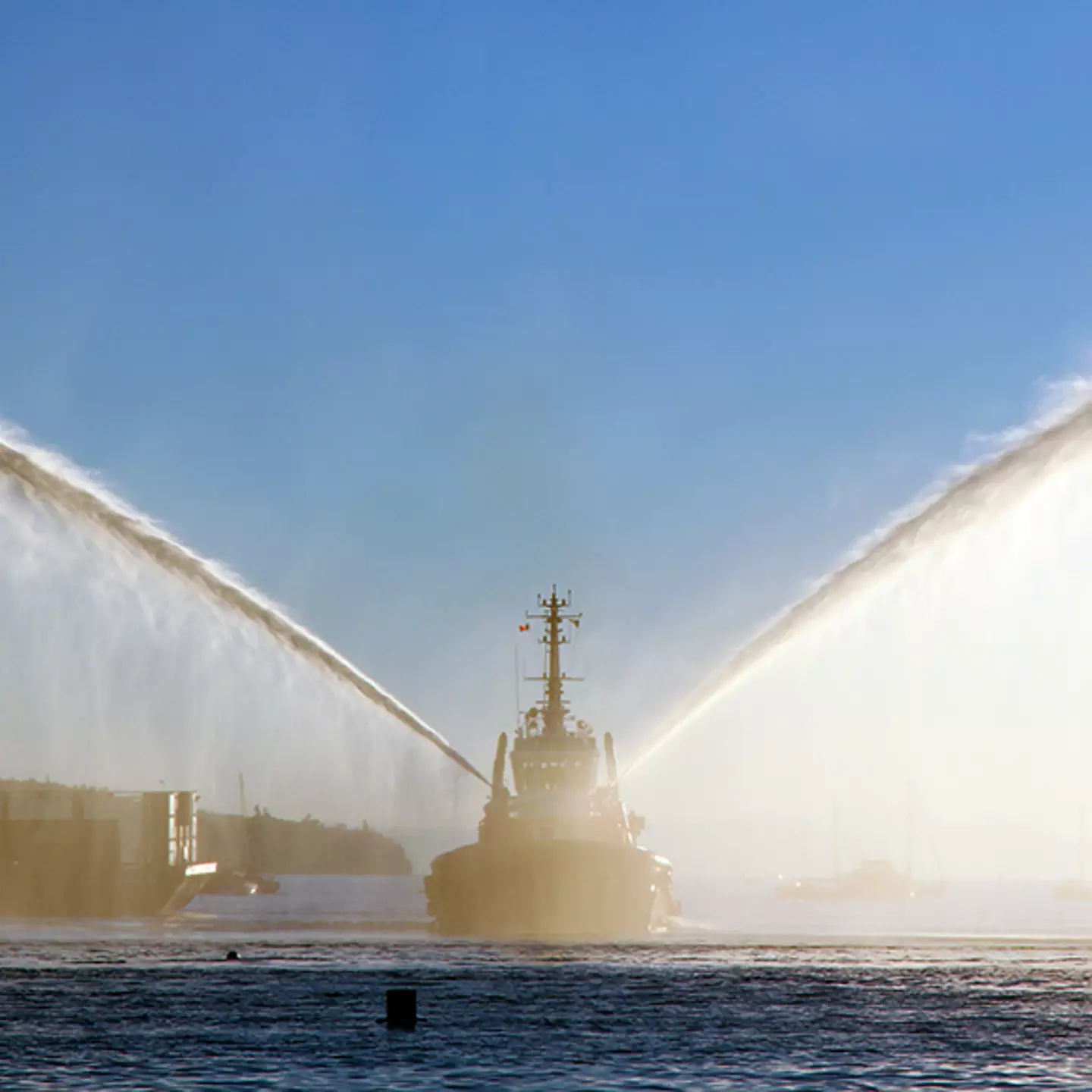 People shocked after finding out why tug boats spray water into the air when towing ship