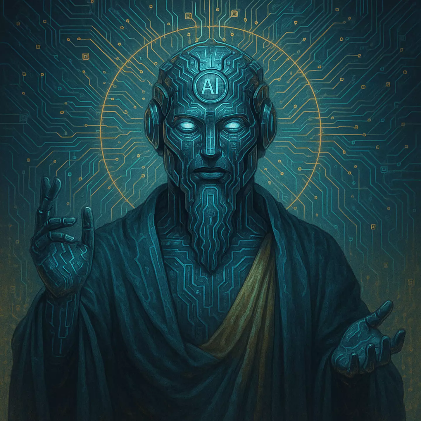 ChatGPT's illustration of what an AI God would look like. (OpenAI / ChatGPT)