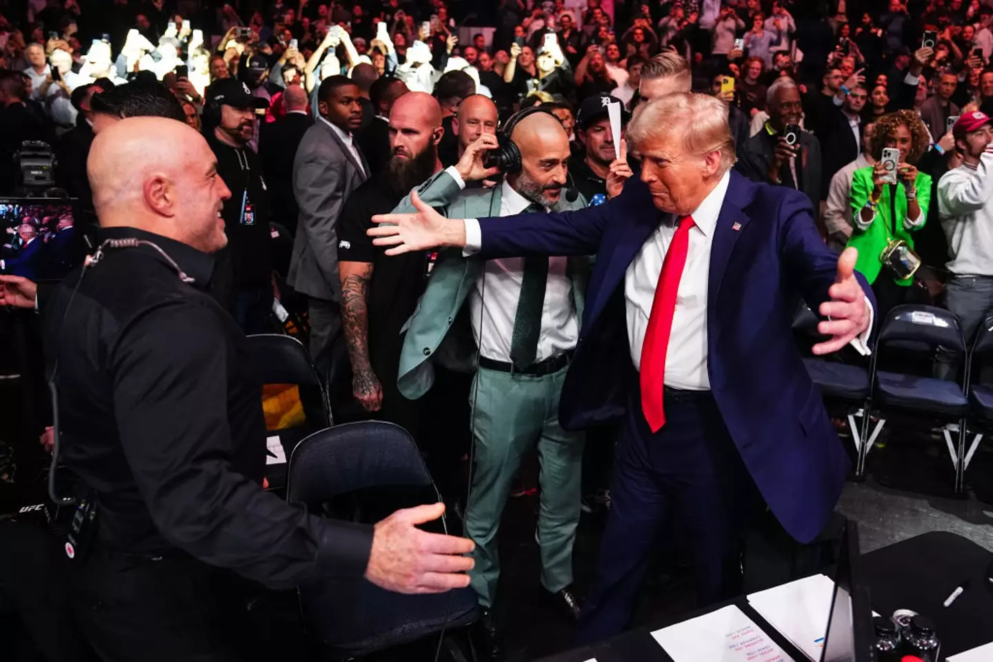 Some consider Joe Rogan to be a doubt despite his close ties to Trump (Jeff Bottari/Zuffa LLC)