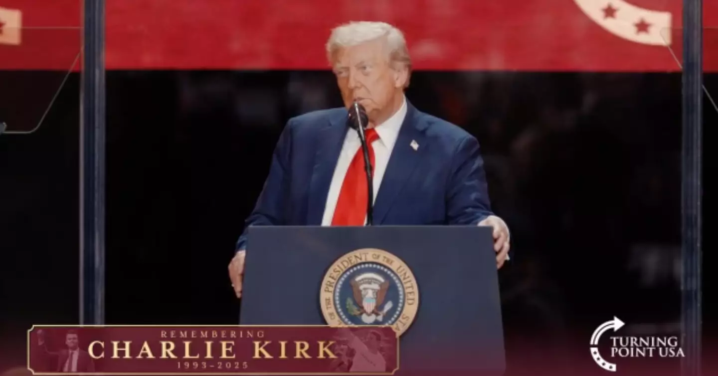 President Donald Trump commented on the suspension during his speech at Charlie Kirk's memorial (Rumble)
