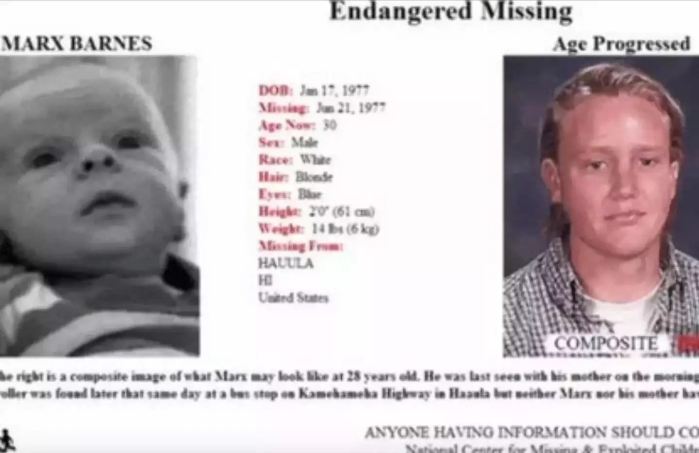 He later discovered that he was actually a missing person while doing some research into his past (MissingKids.com)