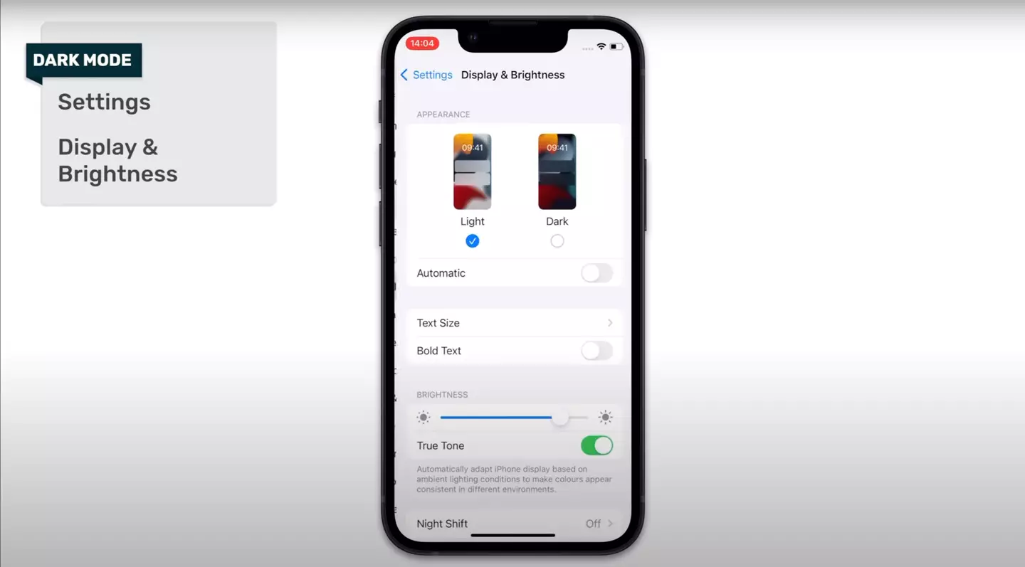 One of Tom's tips for prolonging your battery life is to enable Dark Mode (YouTube/@ProperHonestTech)