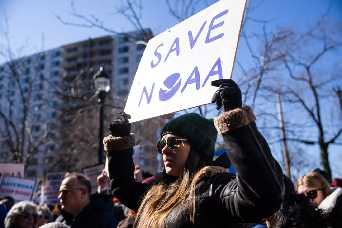 Demonstrators at a rally to save the NOAA (Getty Images)