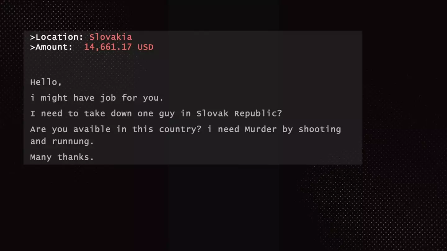 People were sending thousands of dollars to hitmen on the dark web so that they'd kill their targets (YouTube/TED/Carl Miller)
