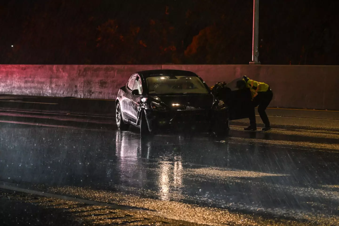 One firefighter has called Tesla crashes a 'race against time' as its doors can cause some serious issues (Tayfun Coskun/Anadolu Agency via Getty Images)