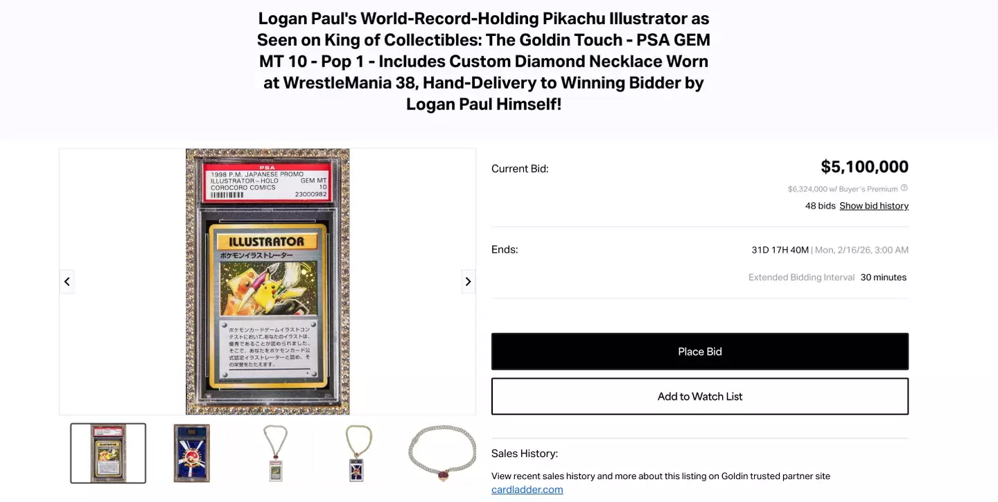 The card has already reached over $6 million (Goldin)