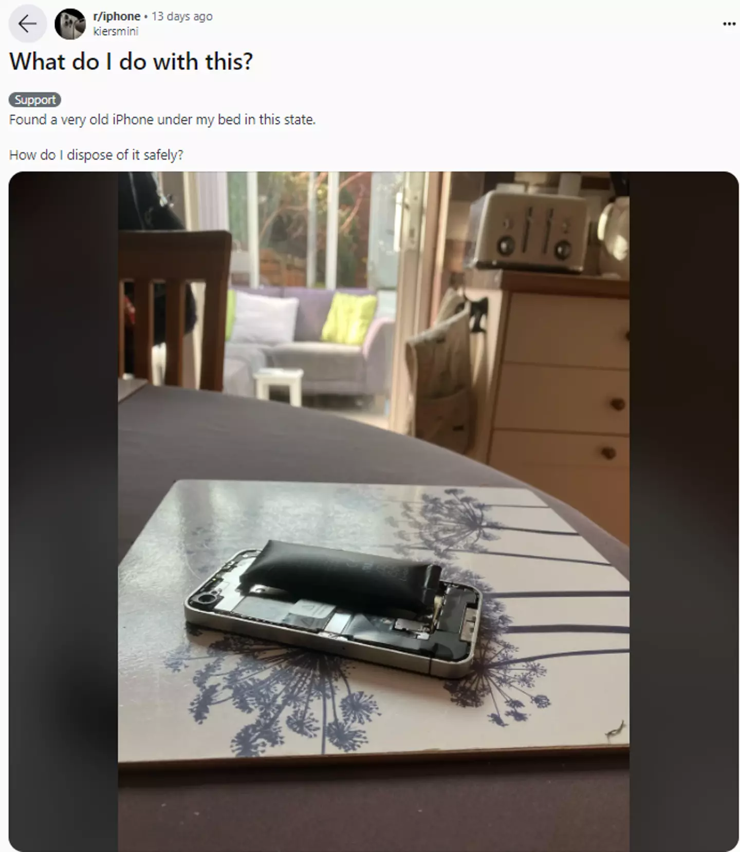 Someone has claimed this battery has swelled up on a very old iPhone.