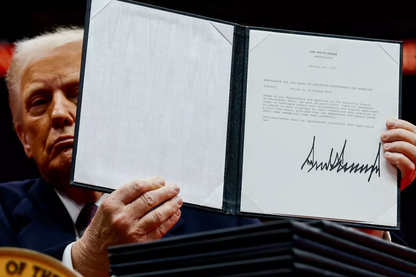 President Trump signed an executive order forcing federal workers back into the office (Anna Moneymaker/Bloomberg via Getty Images)