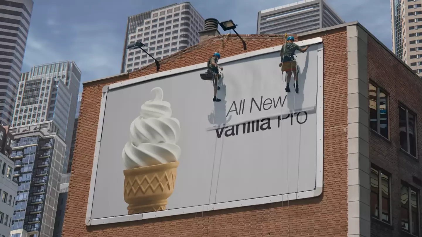 It's hard to miss the Apple connection when this billboard appears in the ad (Google)