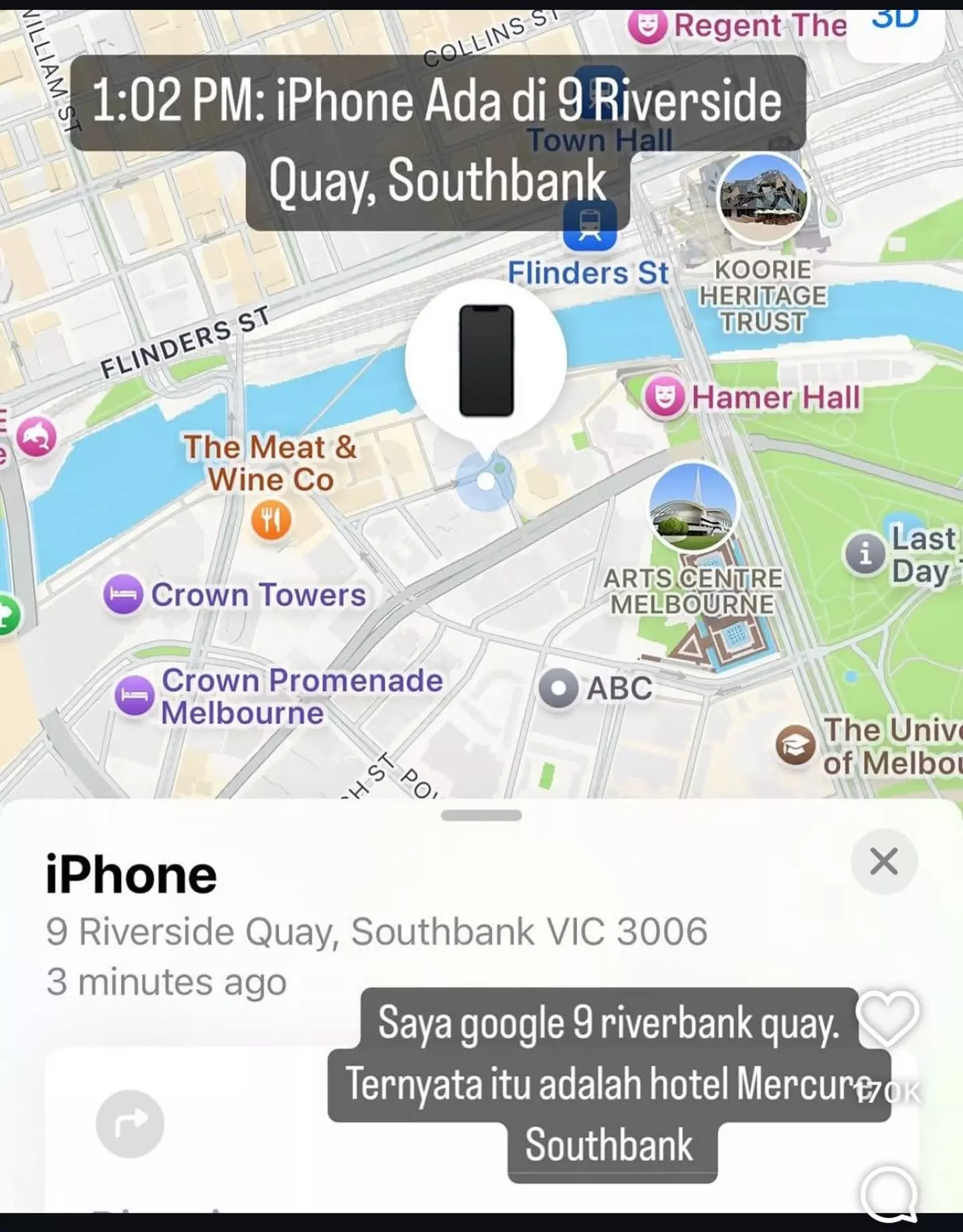 The passenger tracked his phone using Find My iPhone (X)