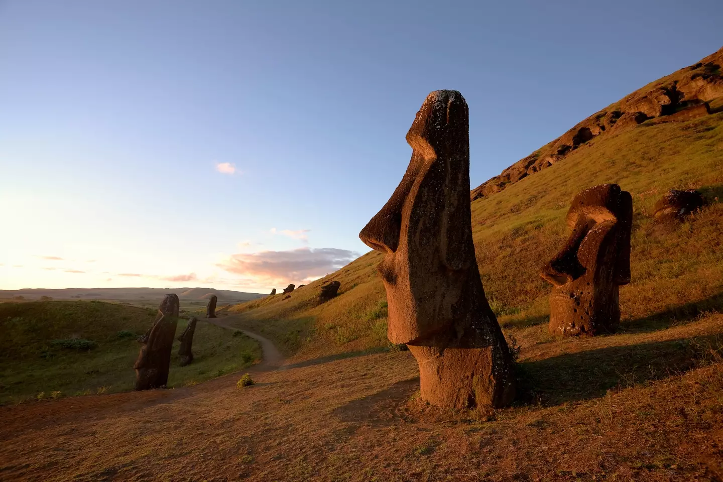Easter Island is famous for its massive Moai statues. (Michael Dunning/Getty)
