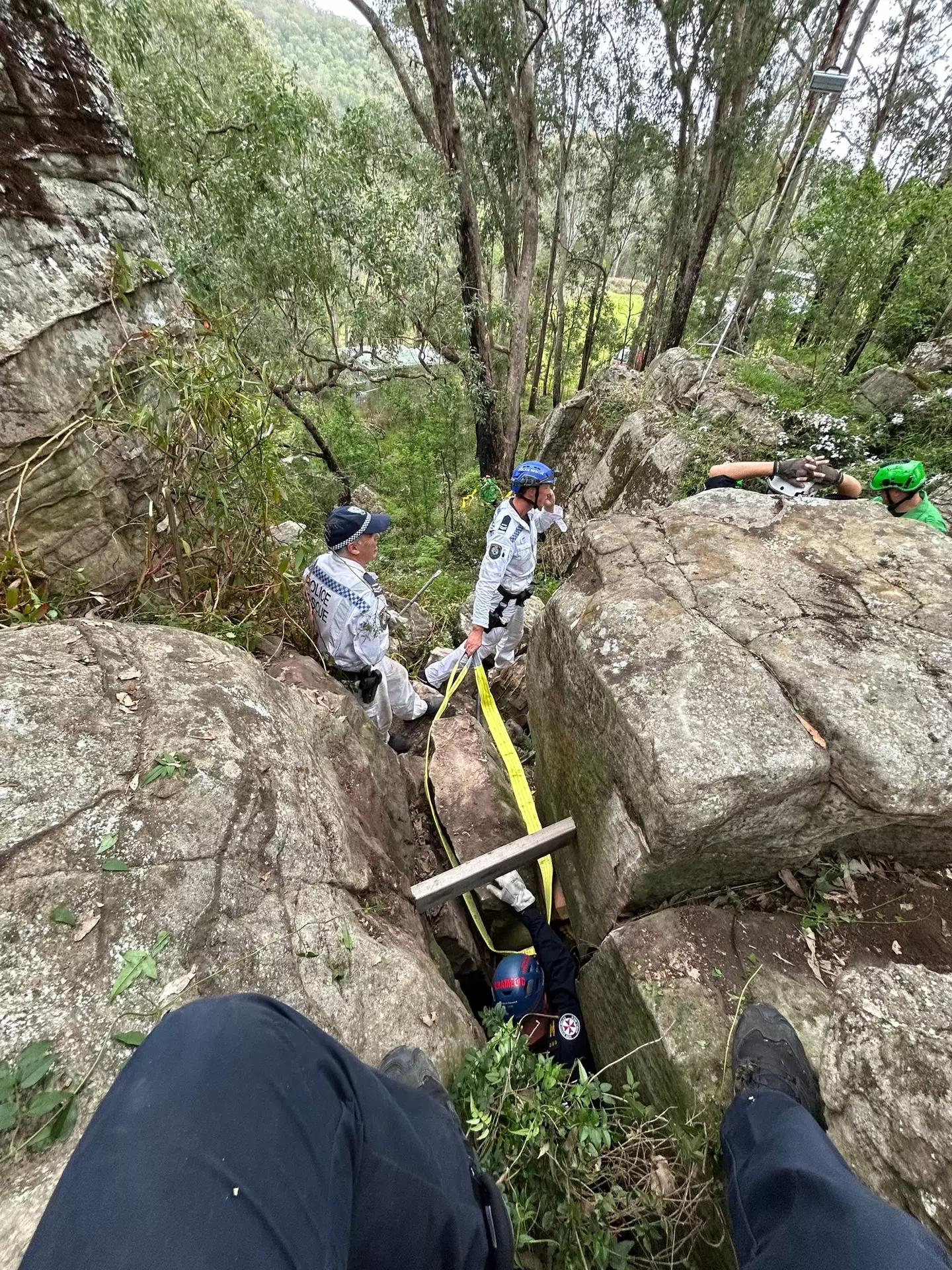 A specialized winch was used to move a boulder (Facebook/NSWAmbulance)