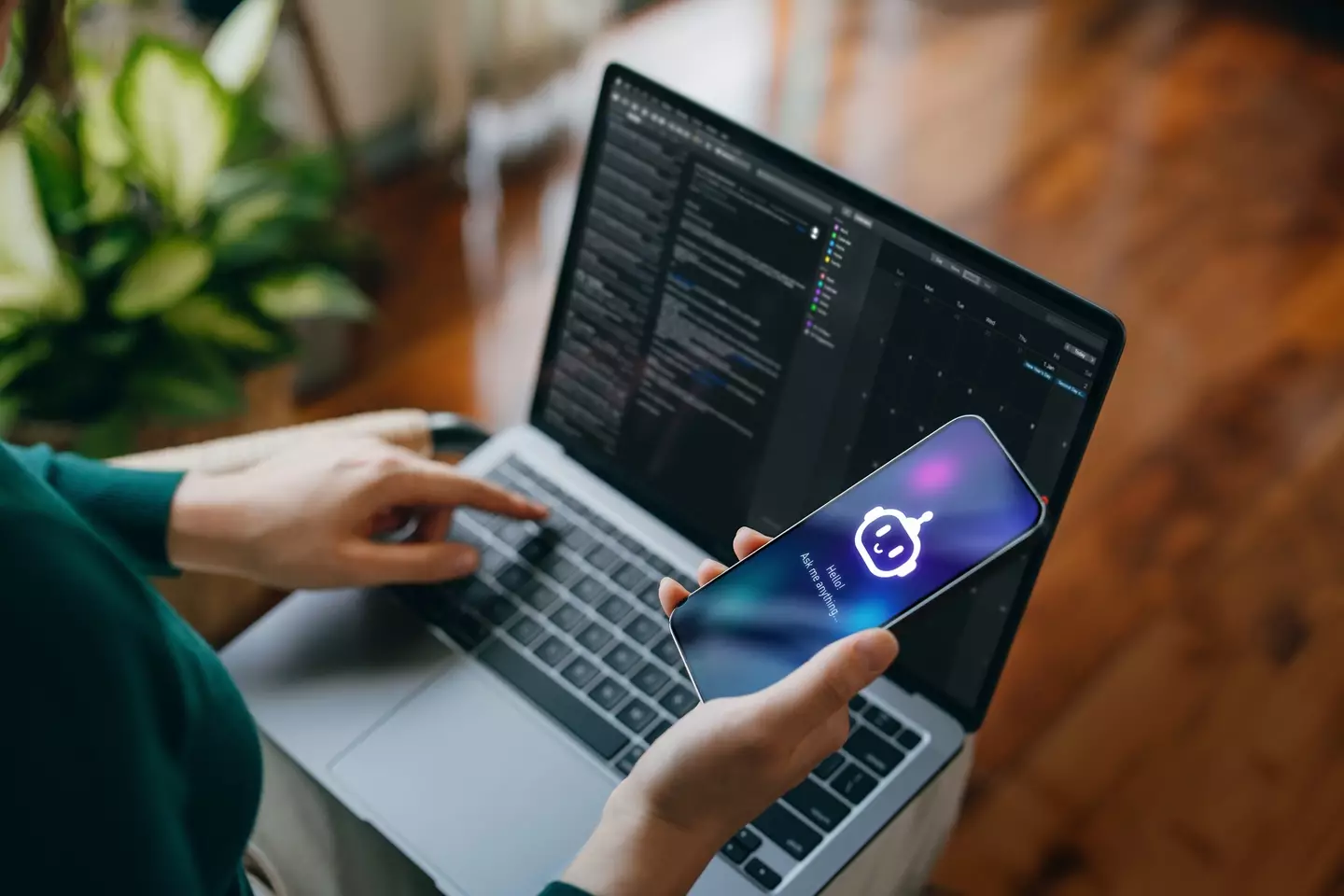 A woman using an AI chatbot (d3sign / Getty Images)