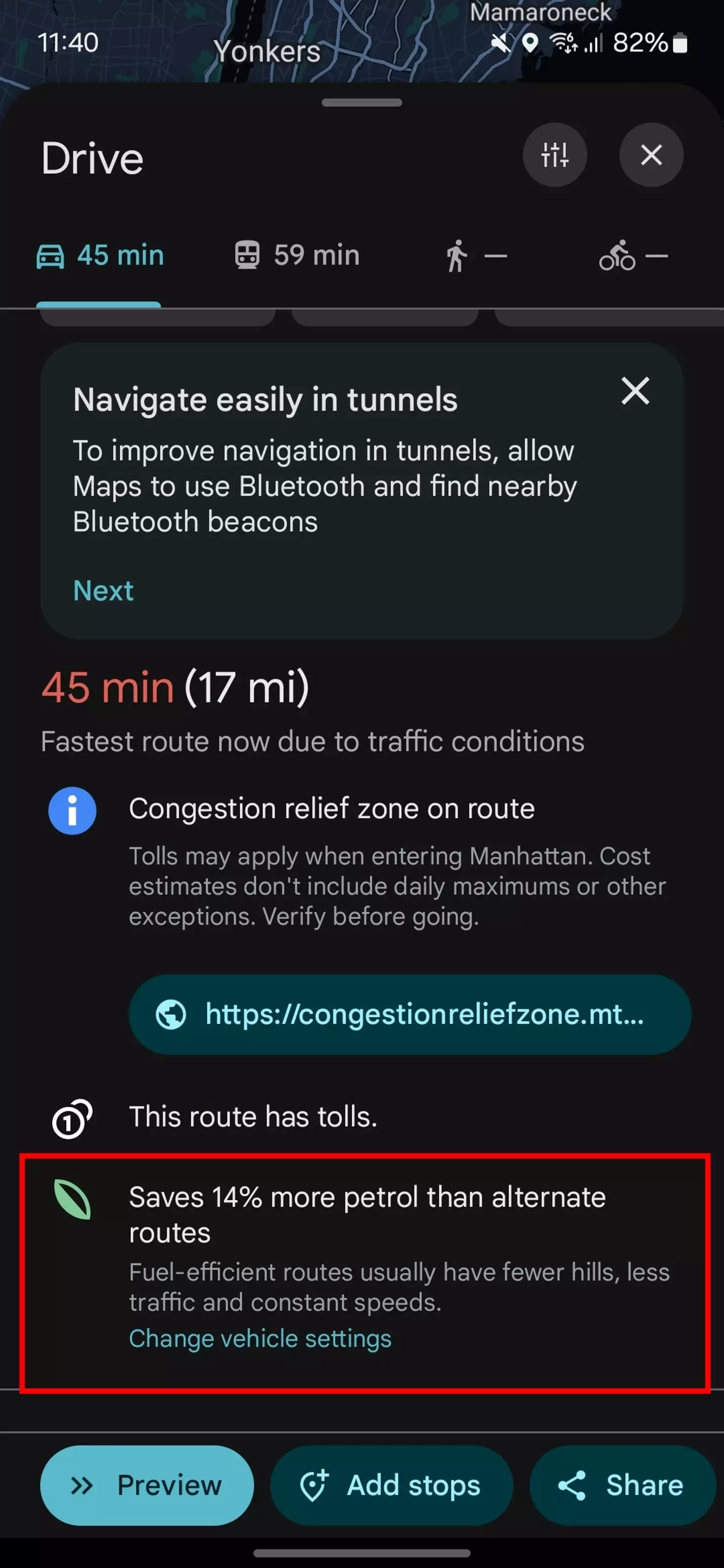 Fuel-efficient routes can save you money and benefit the environment (Google Maps)