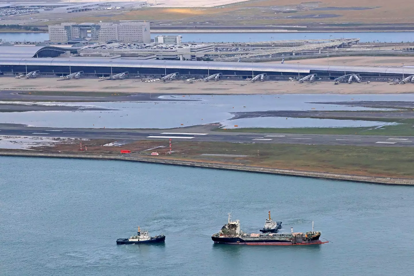Kansai International Airport is sinking into the ocean (JIJI PRESS/AFP via Getty Images)