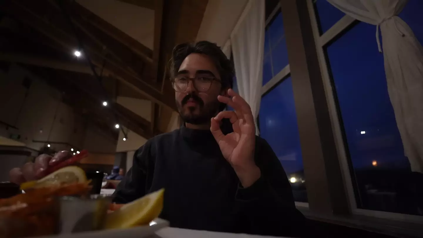 Tonio was 'very impressed' with the offerings at the hotel's restaurant, particularly the king crab legs (YouTube/Tonio Guajardo)