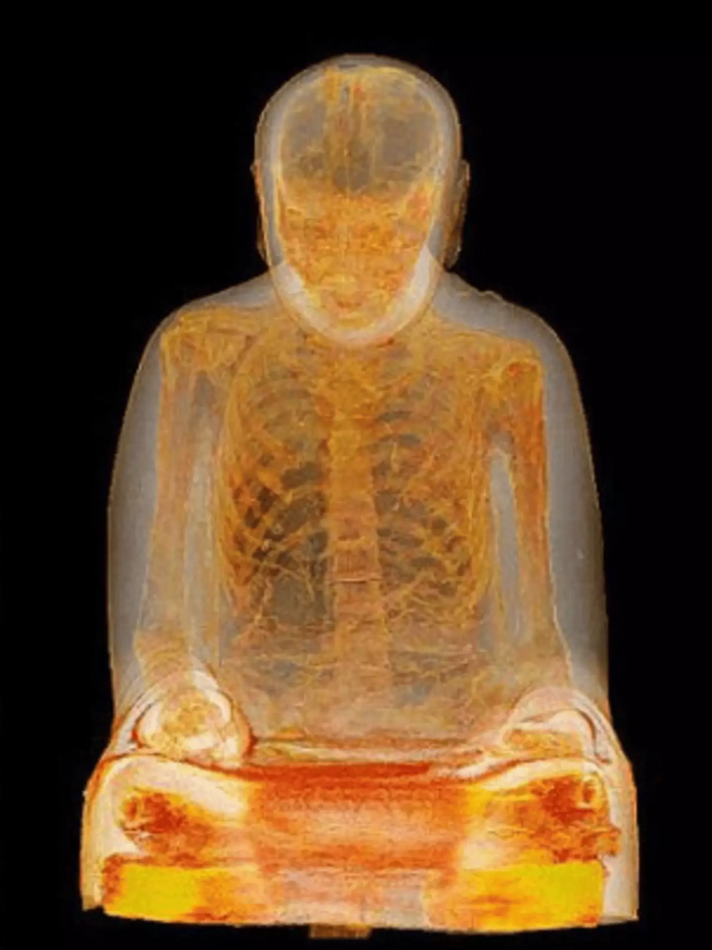 Researchers discovered a mummified body hidden inside an ancient Buddha statue (Drents Museum)