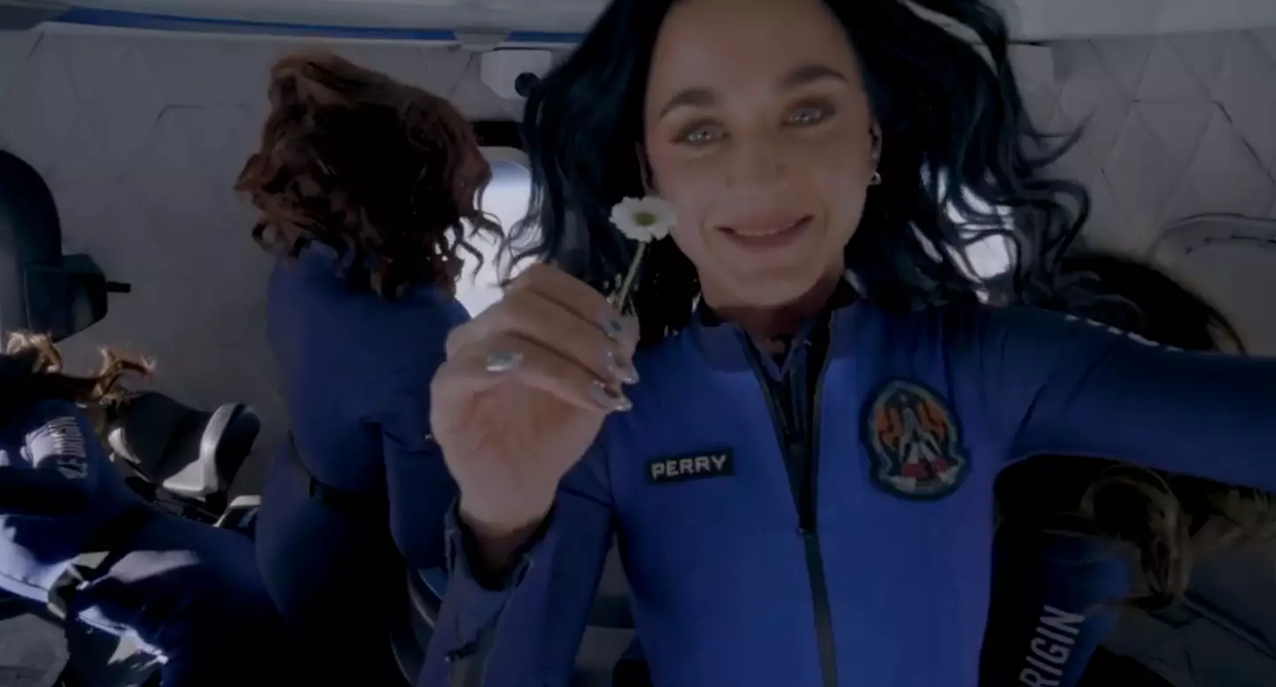 Many have pointed towards Katy Perry's hair as 'proof' that the flight was faked (X/@blueorigin)