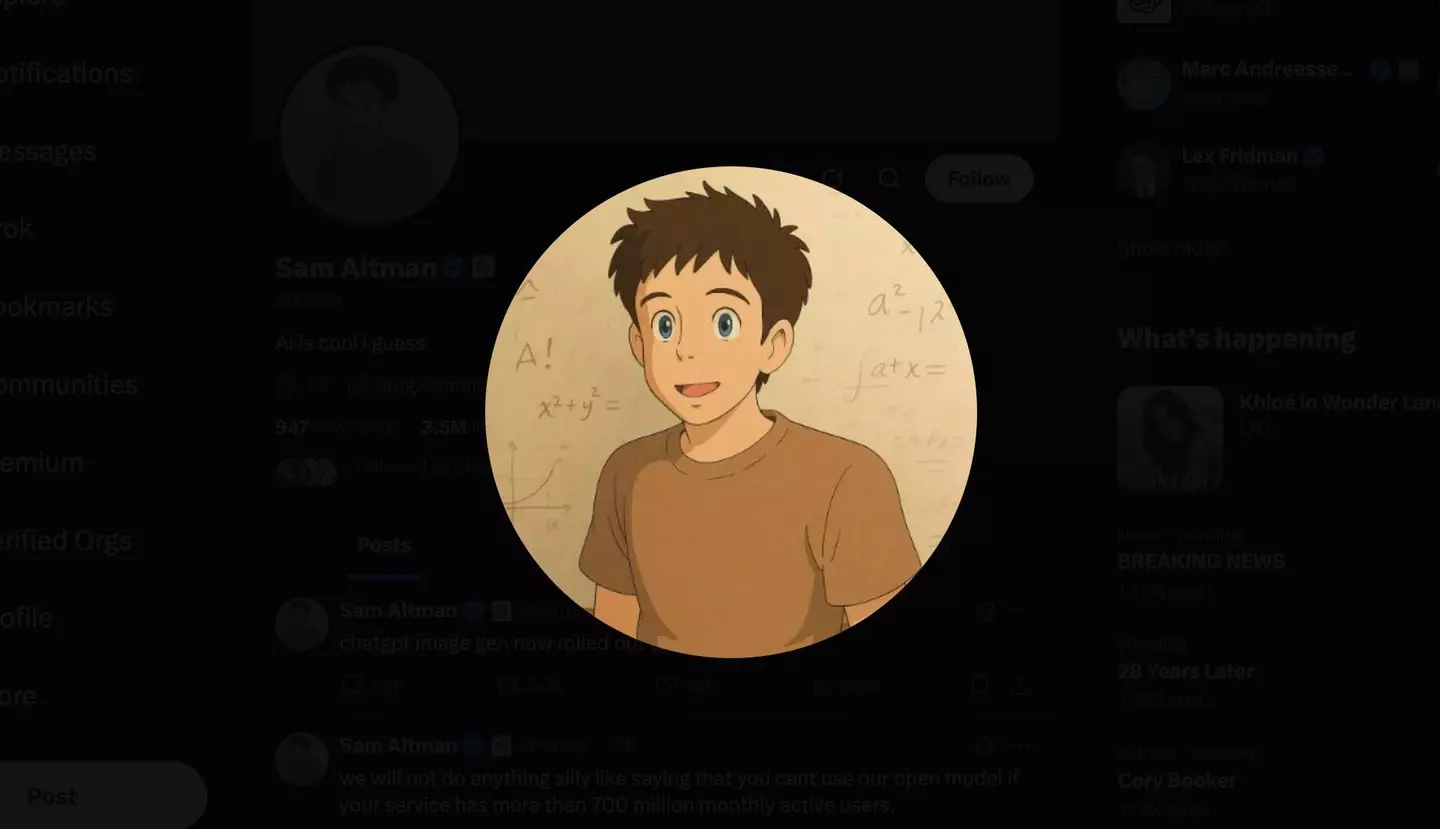 Even Altman has been getting in on the Studio Ghibli trend (X / Sam Altman)