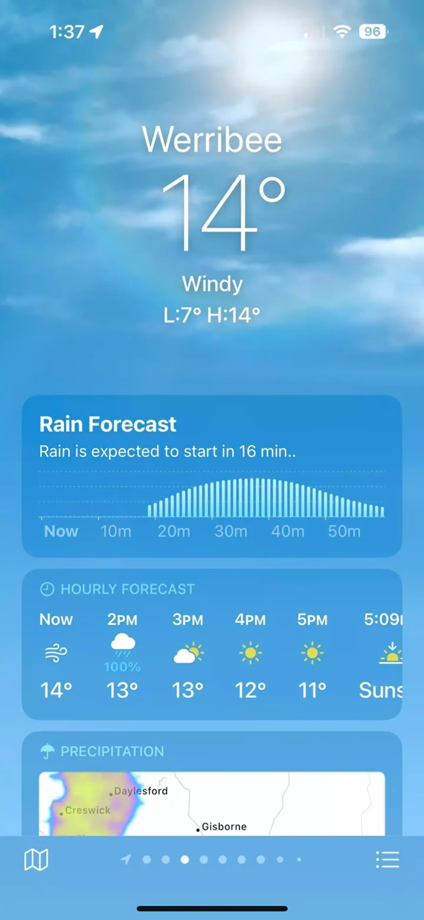 With Next-Hour Precipitation you'll be able to tell when it's about to rain (Reddit/NathaniellR)