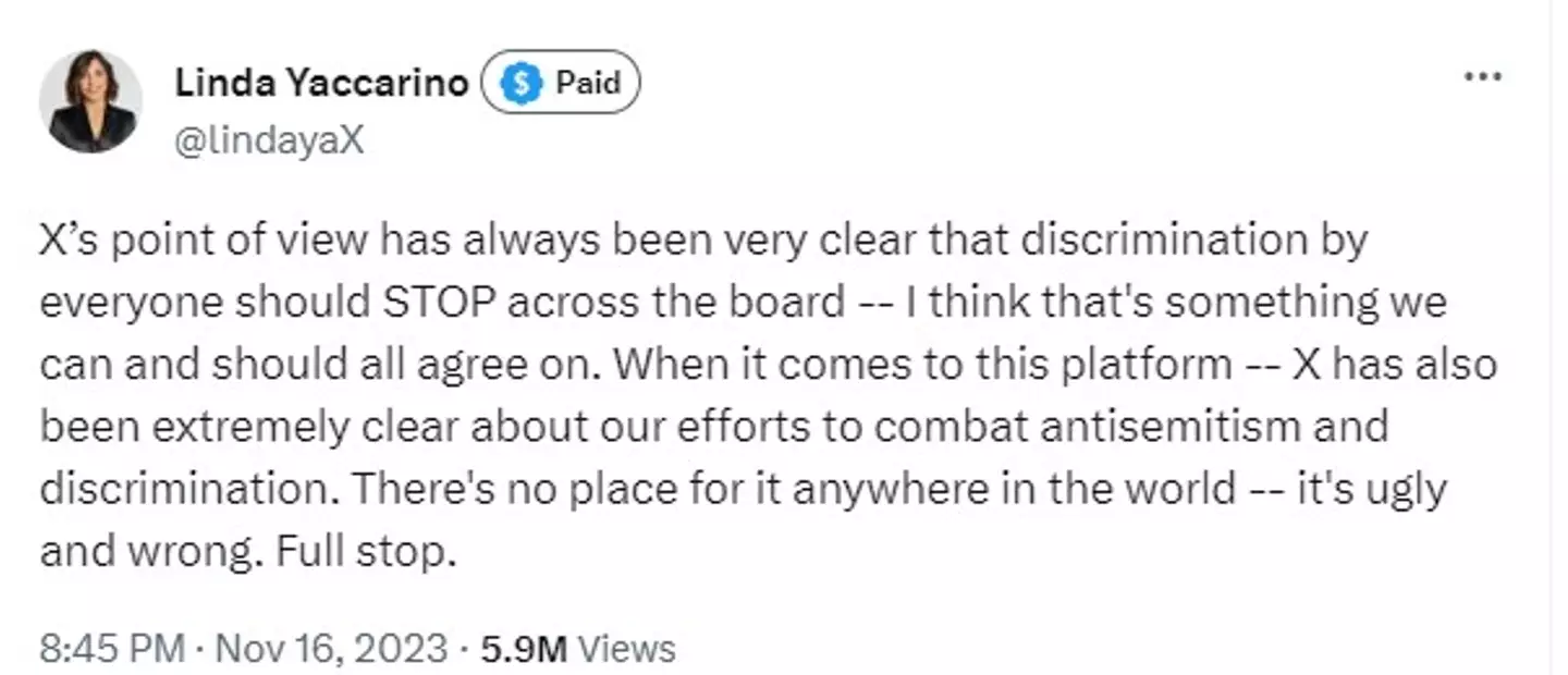 X CEO Linda Yaccarino spoke out last week about the claims from Media Matters.