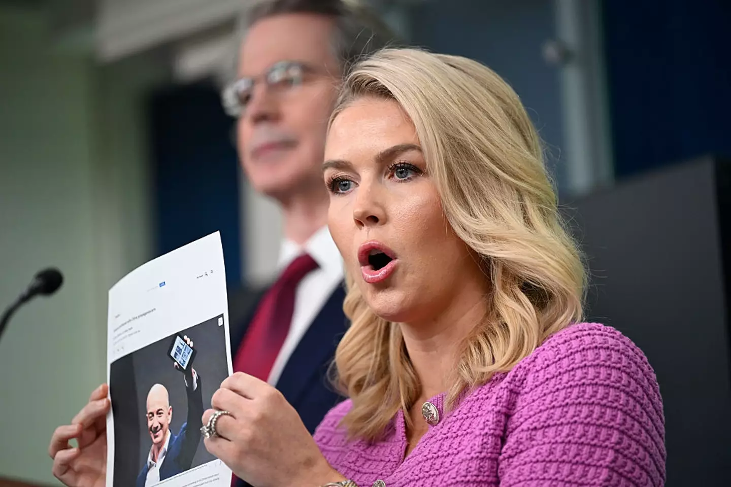 Leavitt has argued that Amazon's decision to display tariff costs is a 'hostile and political' action (John McDonnell/The Washington Post via Getty Images)