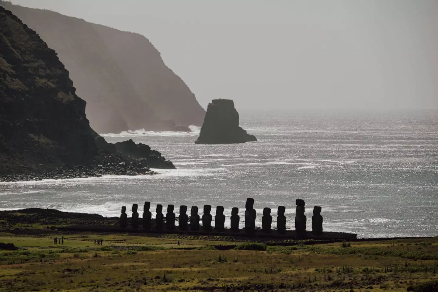 Ahu Tongariki, the island's most iconic line of statues, could meet the ocean by 2080 according to simulations (Fabien Pallueau/NurPhoto via Getty Images)