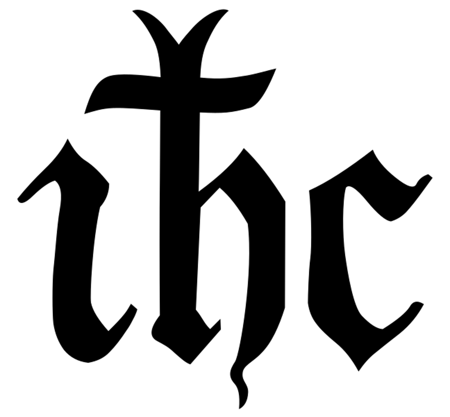 The IHS christogram soon turned into JHC with shifts in language over time (AnonMoos)