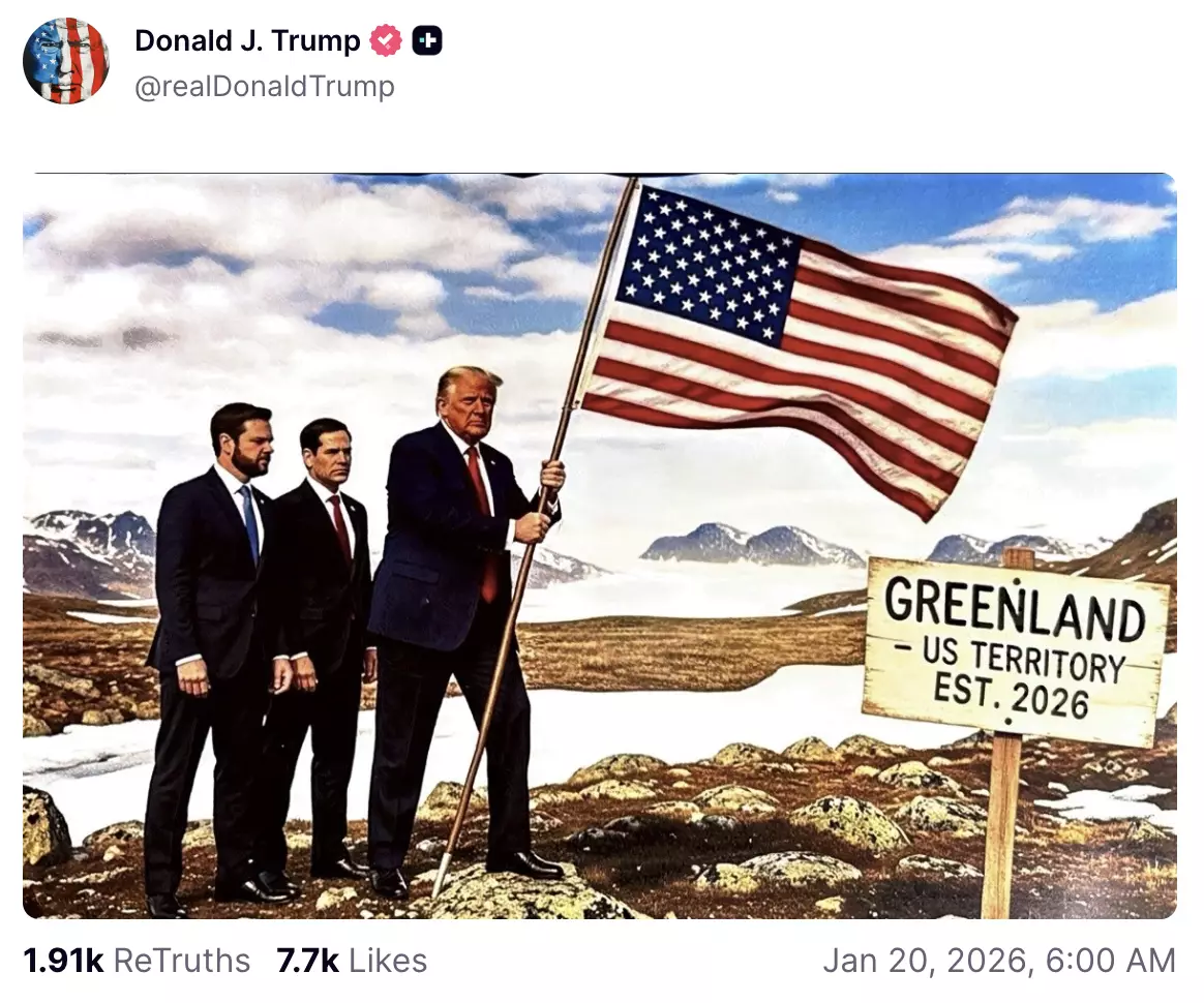 Trump has expressed wishes to seize control of Greenland (Truth Social/@realDonaldTrump)
