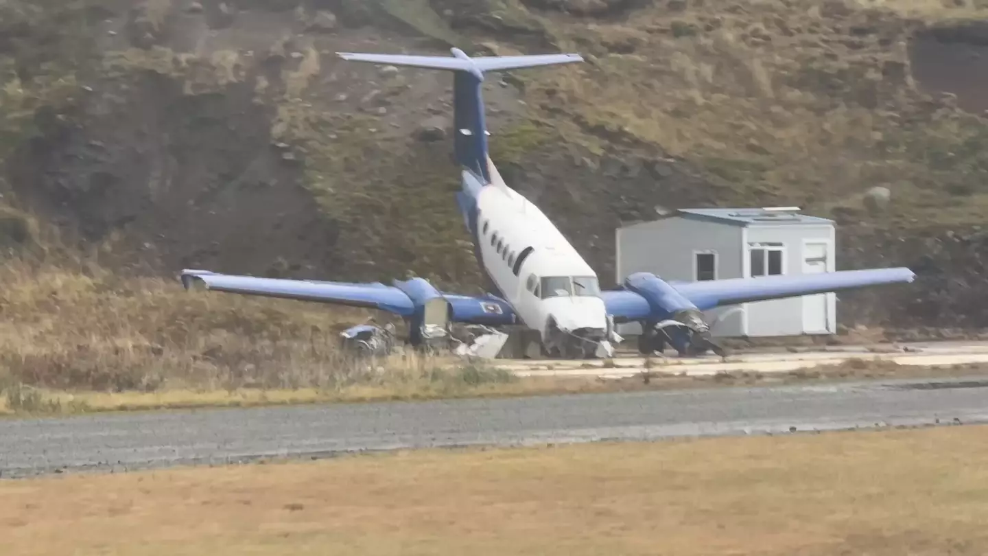 You're greeted with a crashed plane when you land into Unalaska airport (YouTube/Tonio Guajardo)