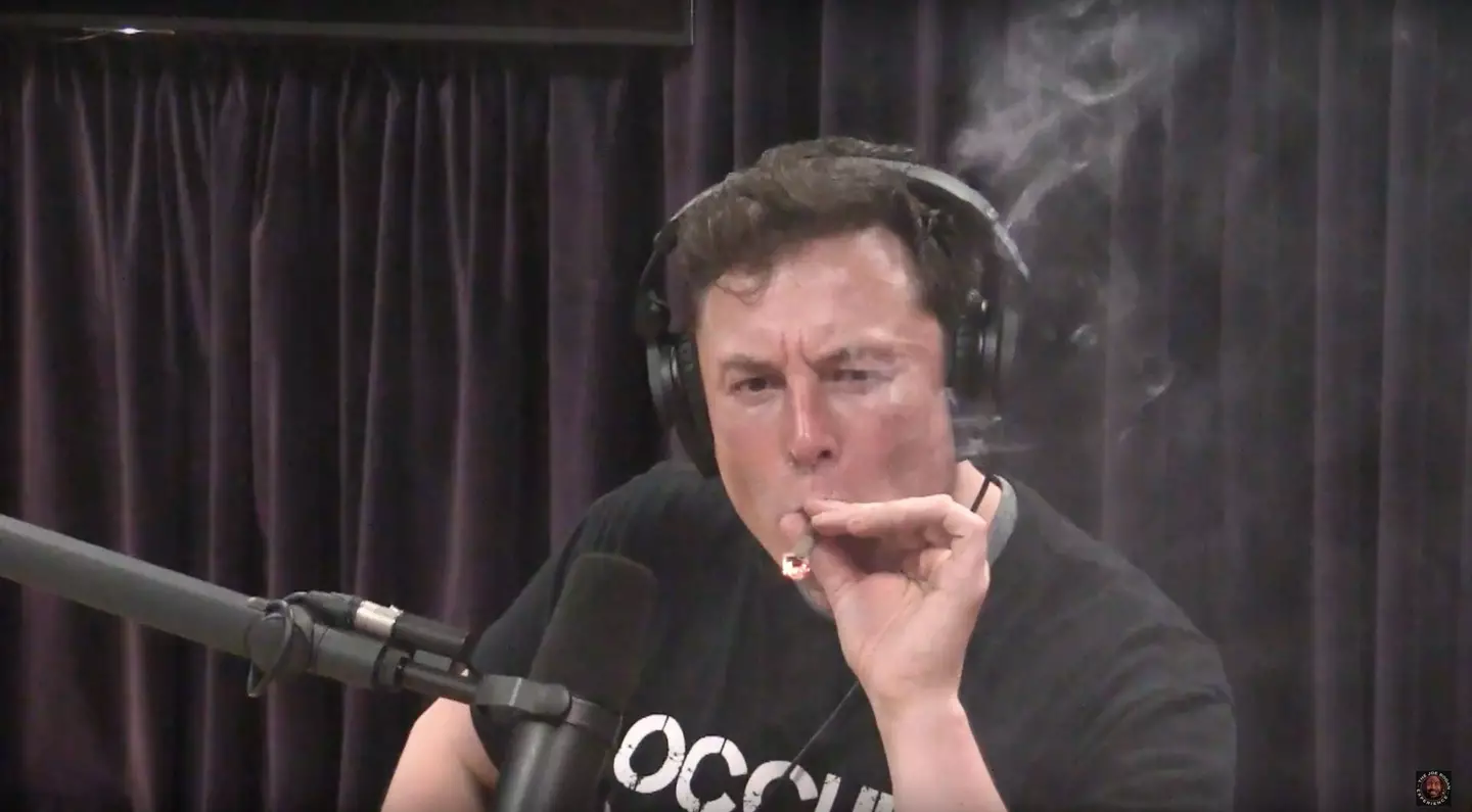 Musk sparked up during a 2018 episode of The Joe Rogan Experience in 2018 (The Joe Rogan Experience)