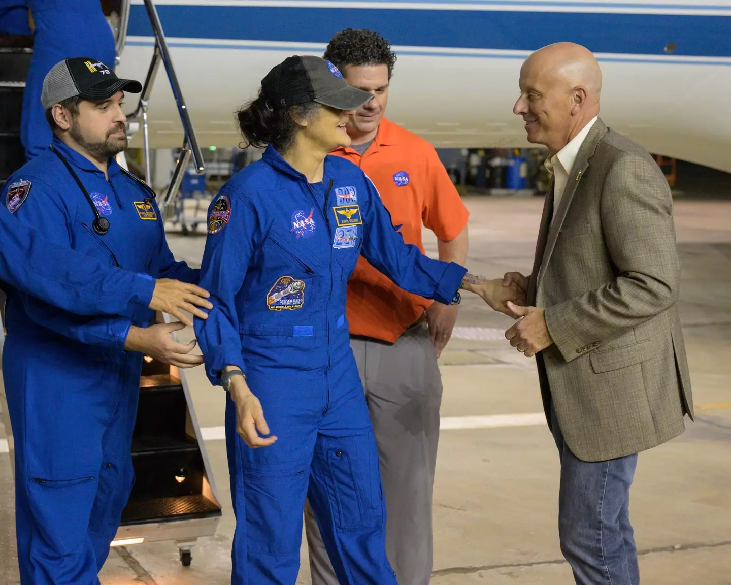 Suni Williams was seen with an IV drip attached to her arm following her return to Earth (X/@NASA_Johnson)