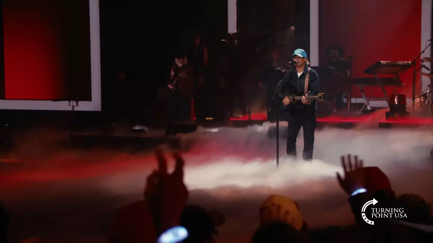 Kid Rock flubbed as the headliner for Turning Point USA's alternative half time show, notably lip syncing several songs (YouTube/Turning Point USA)