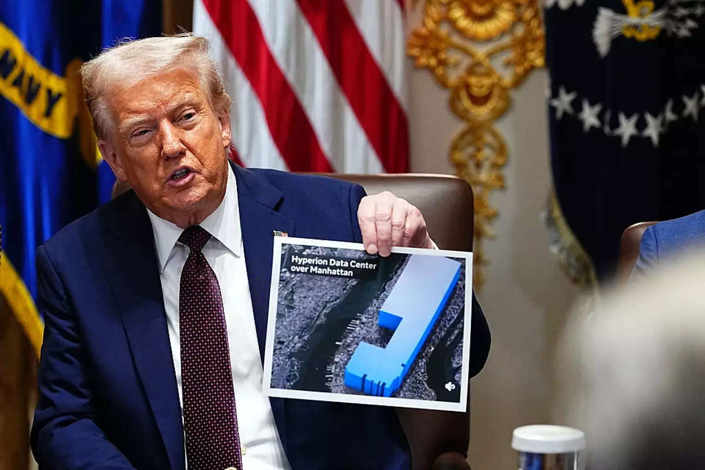 Trump offered his own thoughts on Meta's proposed $50 billion data center (Aaron Schwartz/CNP/Bloomberg via Getty Images)