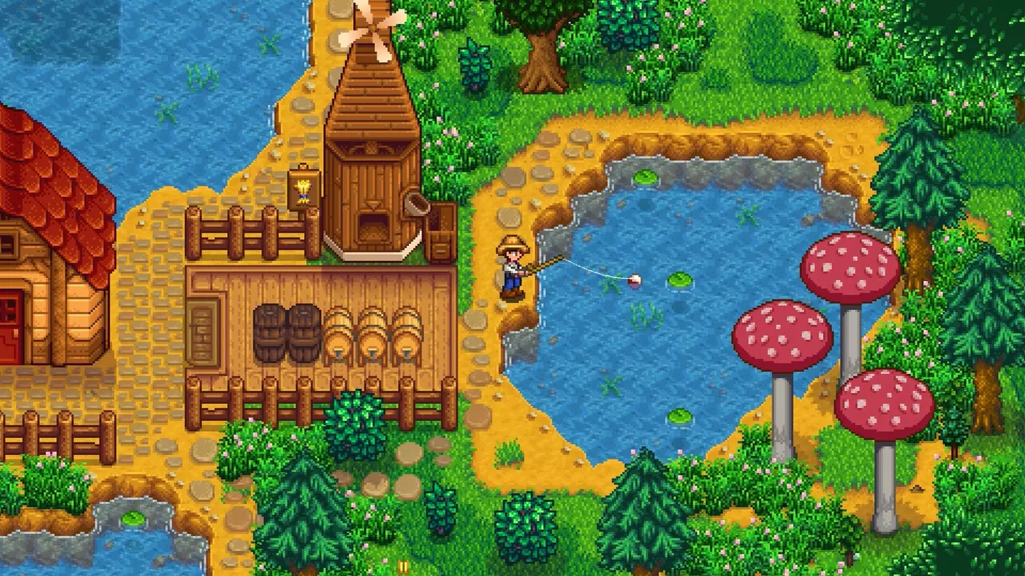 Stardew Valley oimage from the Steam page of the player fishing, ConcernedApe