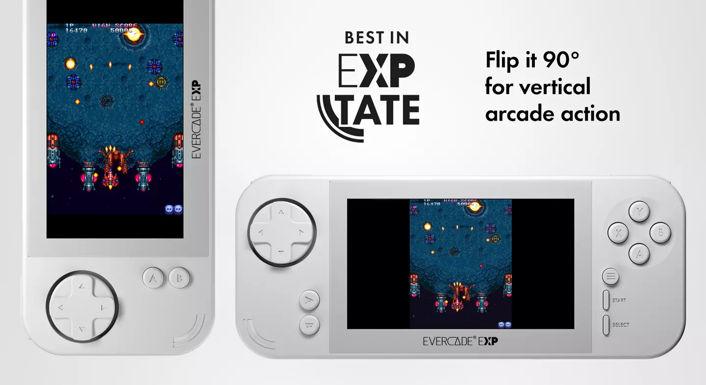 The Evercade EXP in vertical TATE mode /
