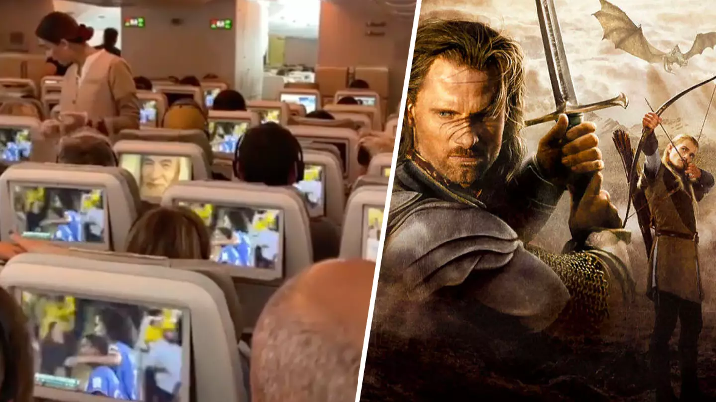 Entire plane watching World Cup apart from one lone Lord Of The Rings fan