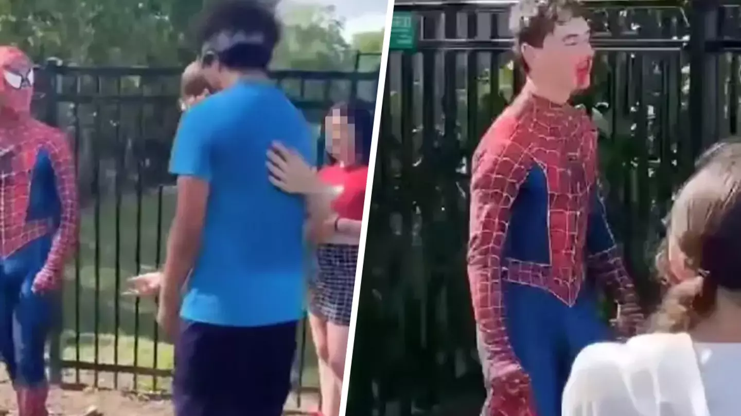 Teen dressed as Spider-Man lured to park and assaulted in heartbreaking video