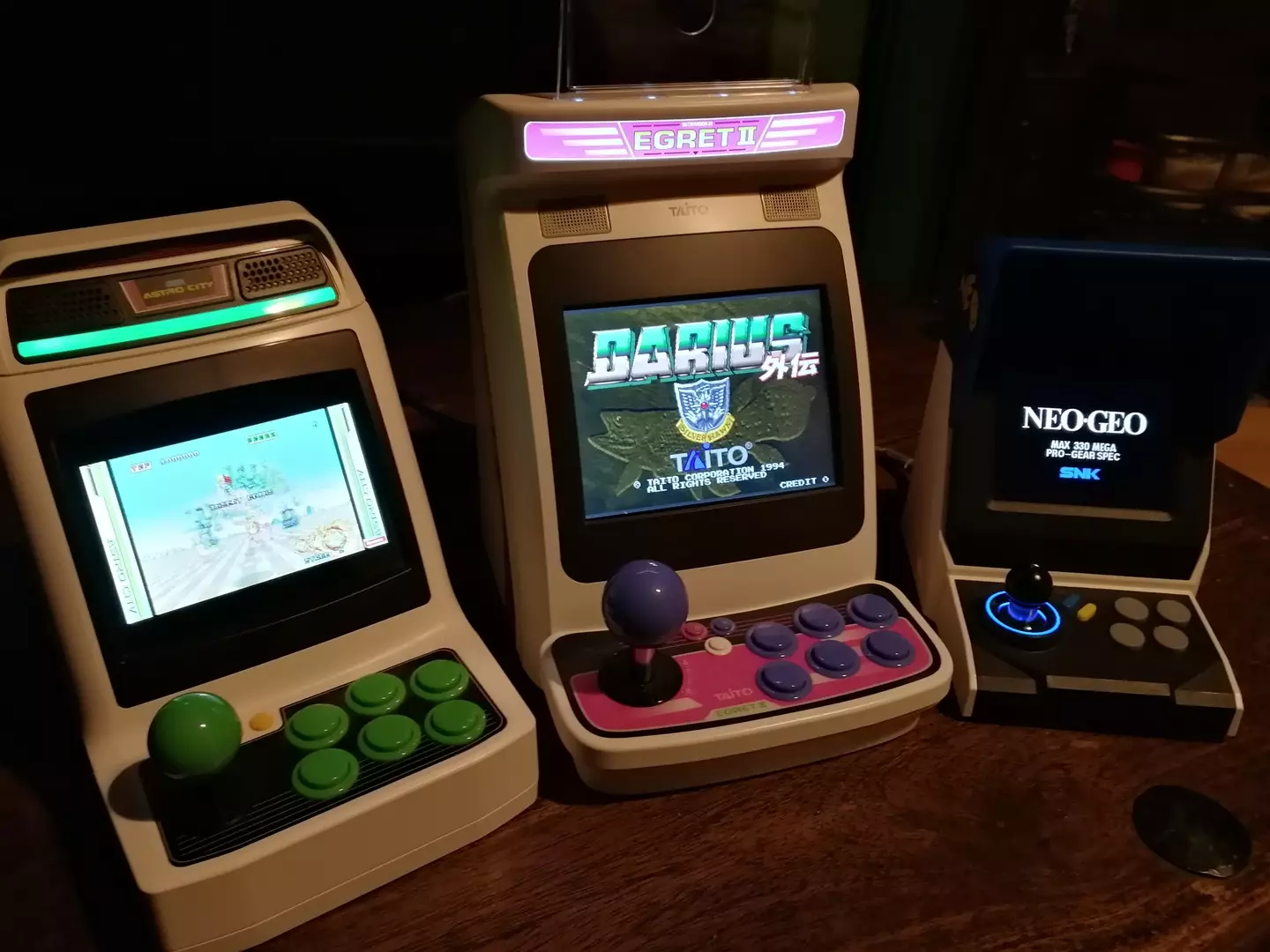 The Egret II Mini is larger than both SEGA’s Astro City Mini and Neo Geo Mini /