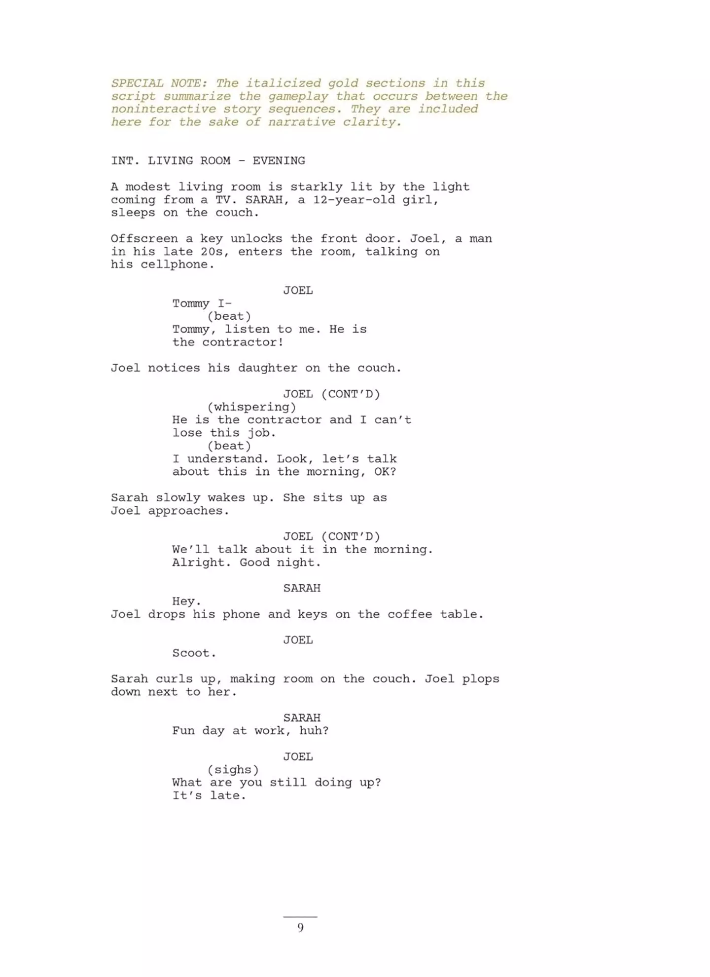 A preview of the The Last of Us scripts (Amazon)