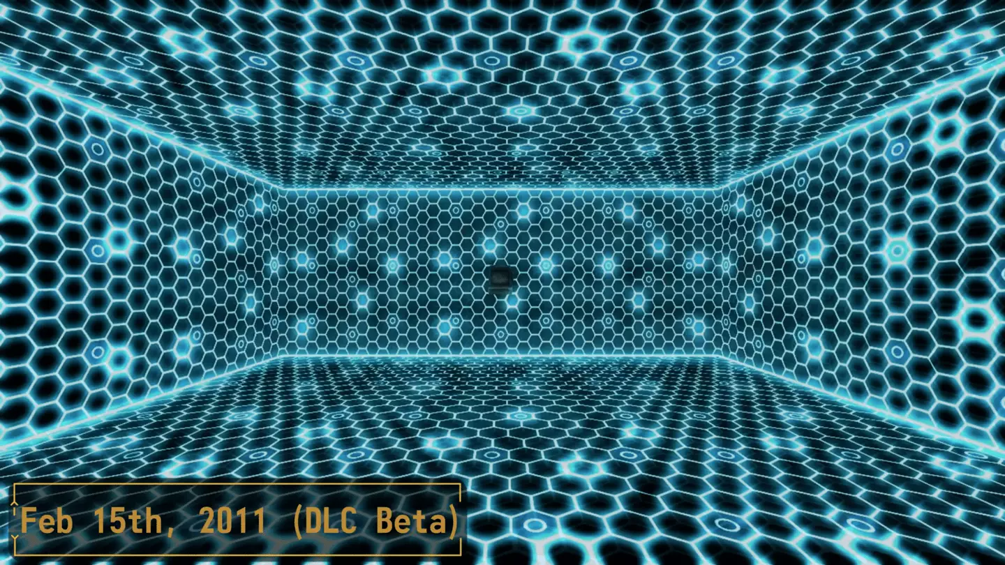 The X-13 VR room from the prototype version of Old World Blues, featured in Games' Past's video