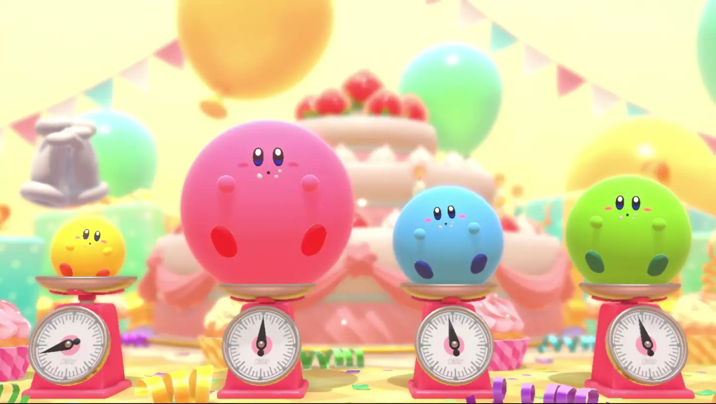 The biggest Kirby (the one who's eaten the most strawberries) wins. /