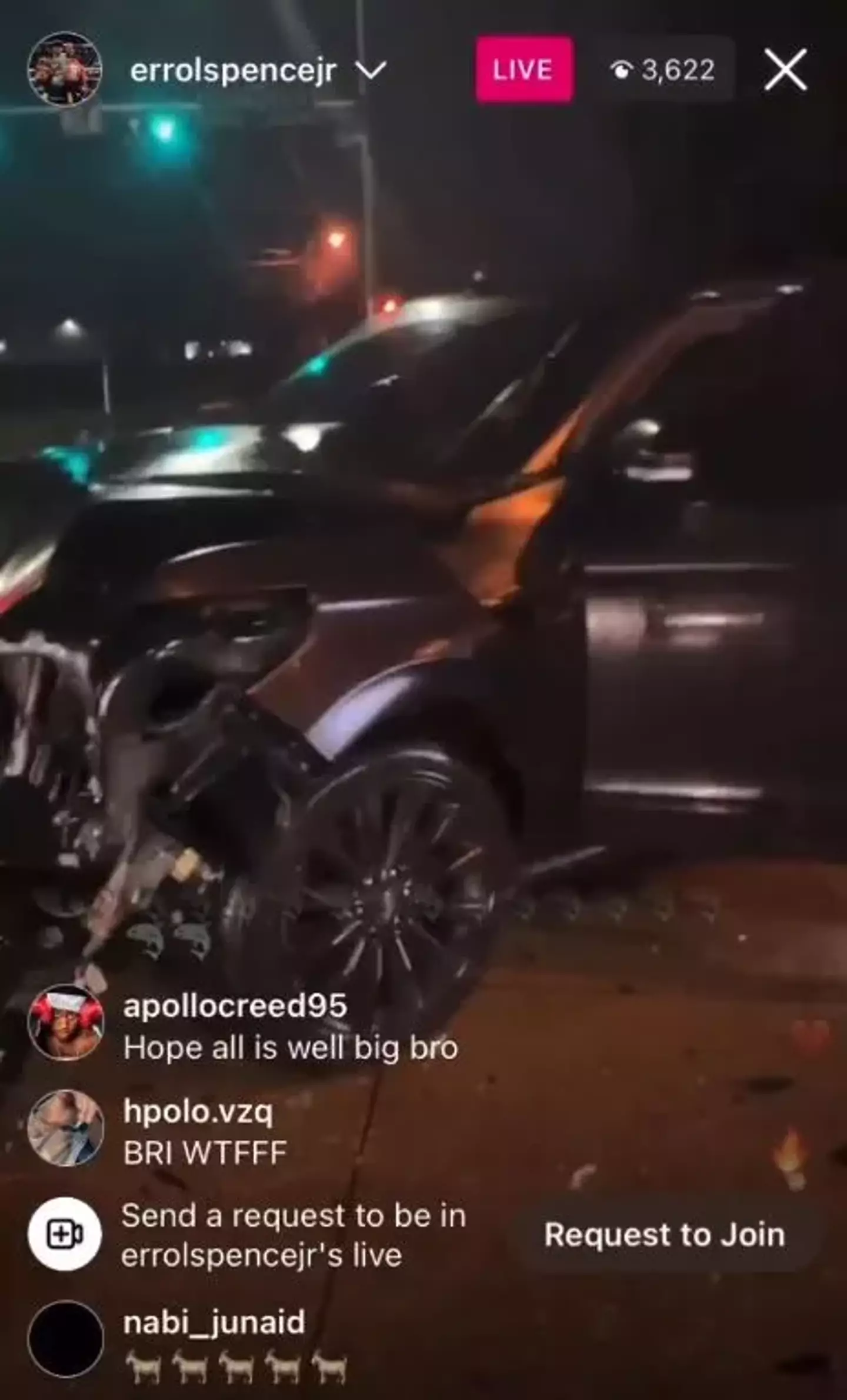 The unified welterweight star filmed the aftermath of the crash.