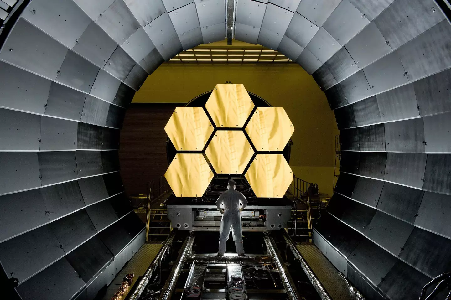 The James Webb Space Telescope before it was launched into space. (NASA/MSFC/David Higginbotham)