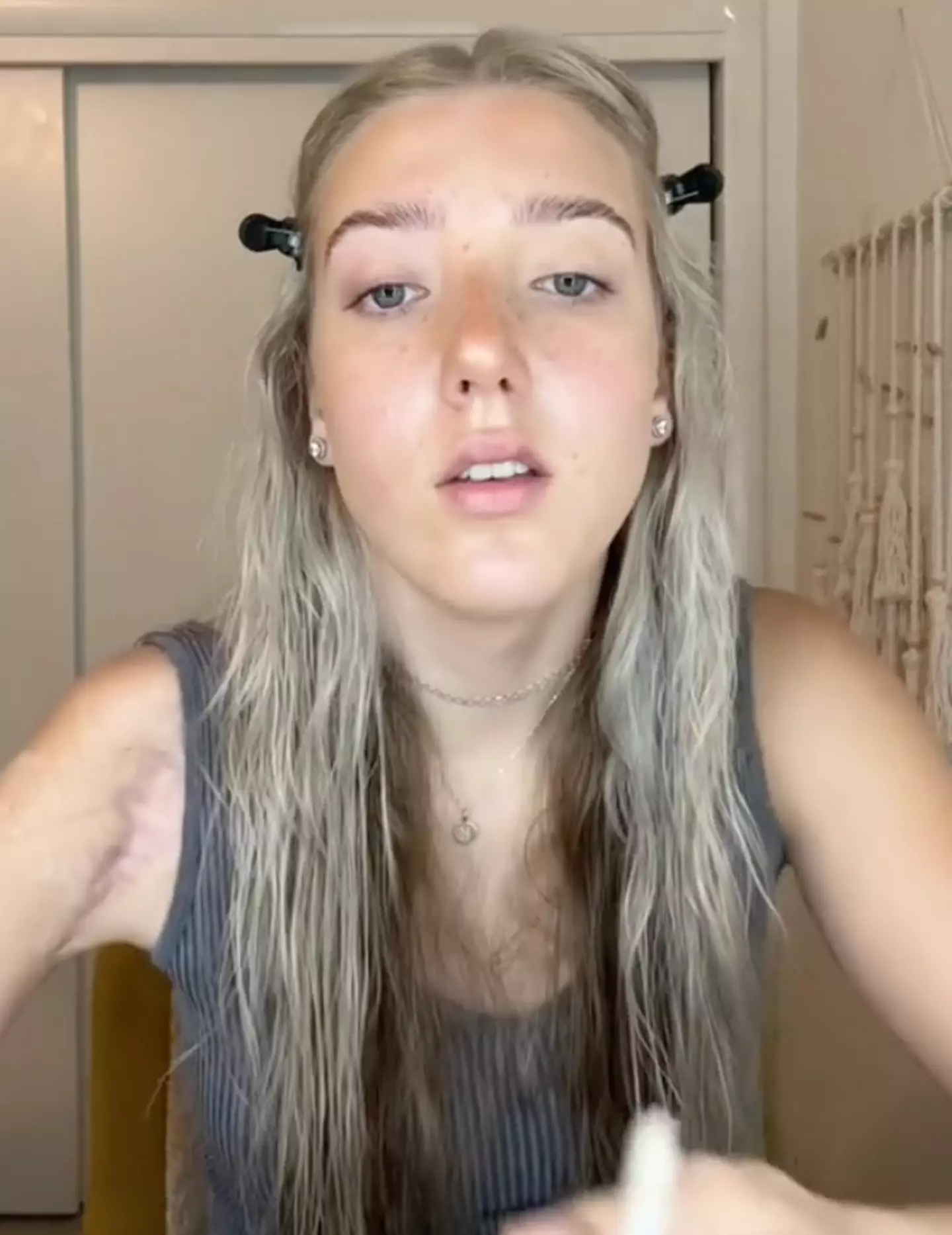 Kennedy was left dangling from a power line by her broken leg.