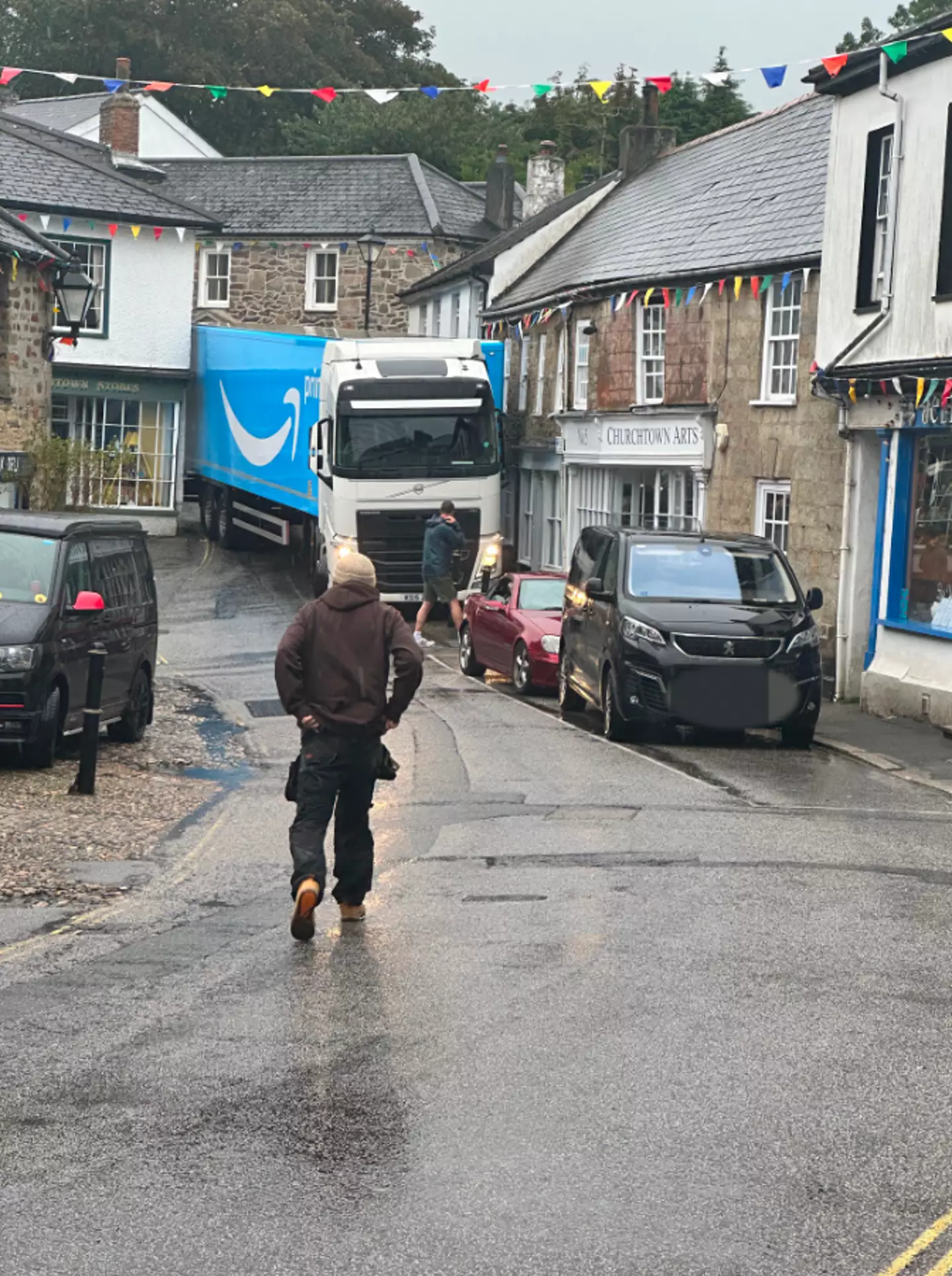 The driver had put his faith in his sat-nav which sent him down an incredibly narrow road.