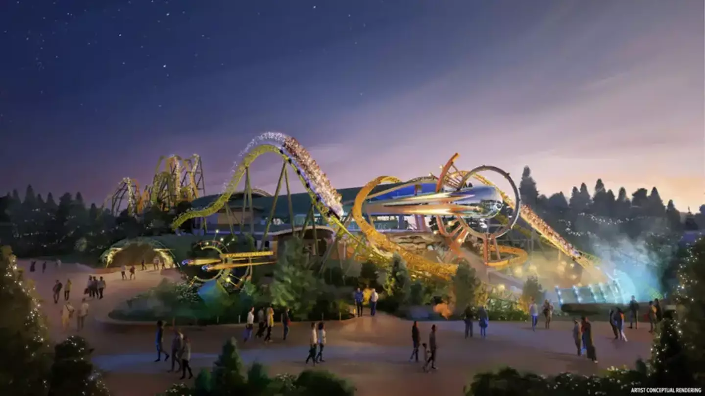 An artist's impression of the Starfalkl Racers rollercoaster.